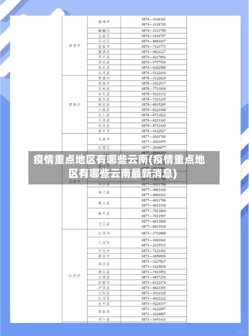 疫情重点地区有哪些云南(疫情重点地区有哪些云南最新消息)